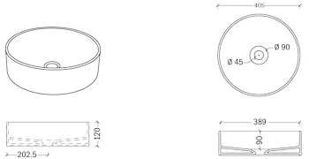 Lavabo in ceramica tondo d.40 bco luc. da appoggio s/troppieno codice prod: DSV17436 product photo Foto1 L2