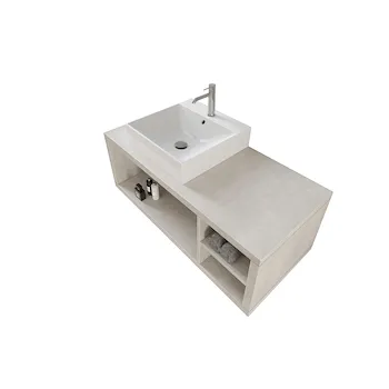 Home mobile 110cm sospeso con lavabo, specchio tondo e lampada led con consolle a vista grigio cielo codice prod: 5DMSK35.049 product photo Foto1 L2