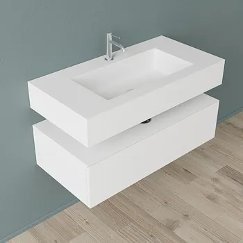 Block2 composizione mobile bagno con lavabo e contenitore 90 cm prof. 45 cm con foro rubinetto codice prod: B2.90.45.CFR product photo