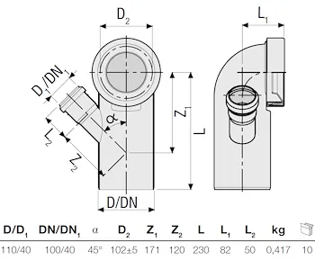 P.p. curva wc diam.110 c/att.dx40 codice prod: DSV01047 product photo Foto1 L2