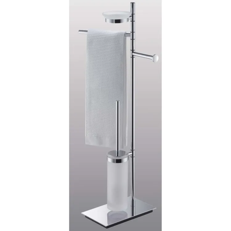 Square piantana con porta sapone, rotolo, scopino e salviette cromato codice prod: B99030CR product photo