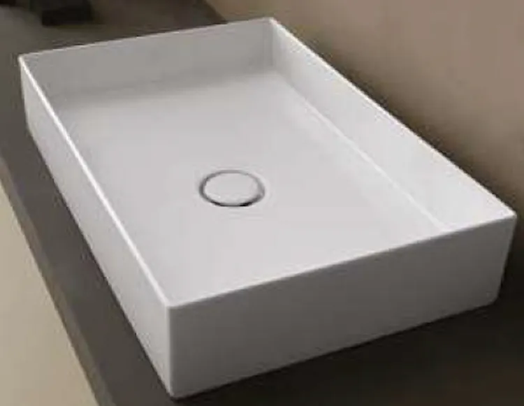 Lavabo in ceramica rett.60x37 bianco lucido da appoggio senza troppieno codice prod: DSV17438 product photo