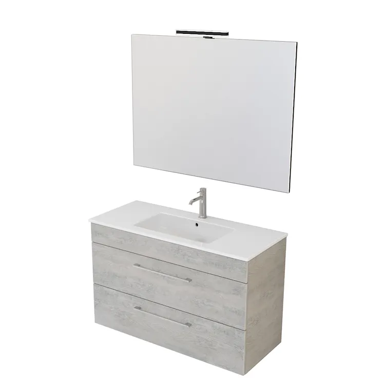 Easy mobile sospeso 101 cm con lavabo e specchio e lampada led cemento codice prod: 5SMRK32.047 product photo