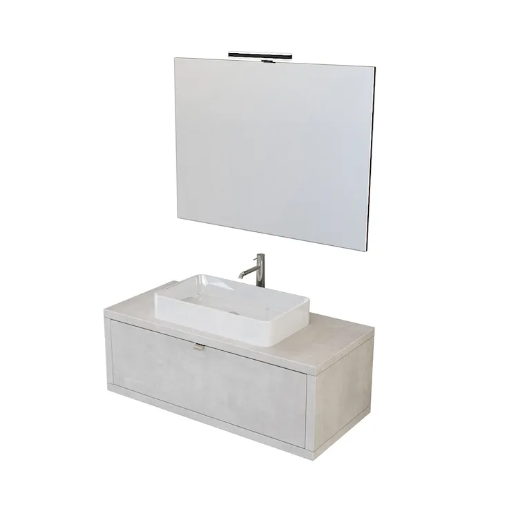 Home mobile 110 cm sospeso con lavabo, specchio e lampada led grigio cielo codice prod: 5DMSK30.049 product photo