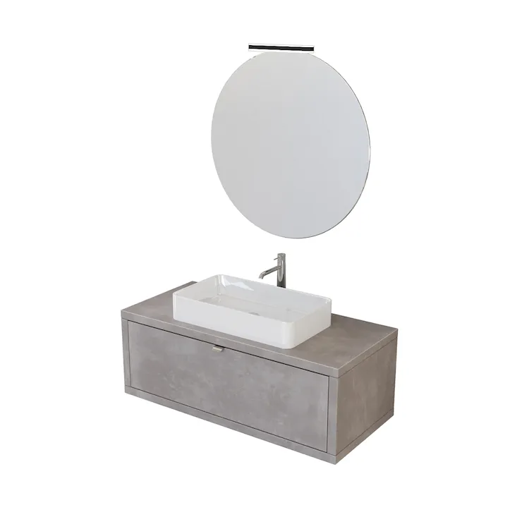 Home mobile 110 cm sospeso con lavabo, specchio tondo e lampada led grigio caldo codice prod: 5DMSK31.054 product photo