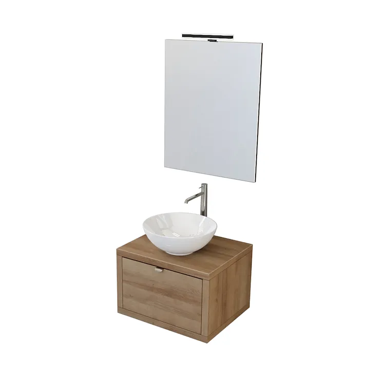 Home mobile 60 cm sospeso con lavabo, specchio e lampada led rovere farnia codice prod: 5DMSK15.056 product photo