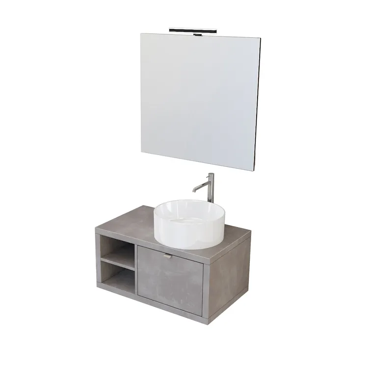 Home mobile 80 cm sospeso con lavabo, specchio e lampada led grigio caldo codice prod: 5DMSK23.054 product photo