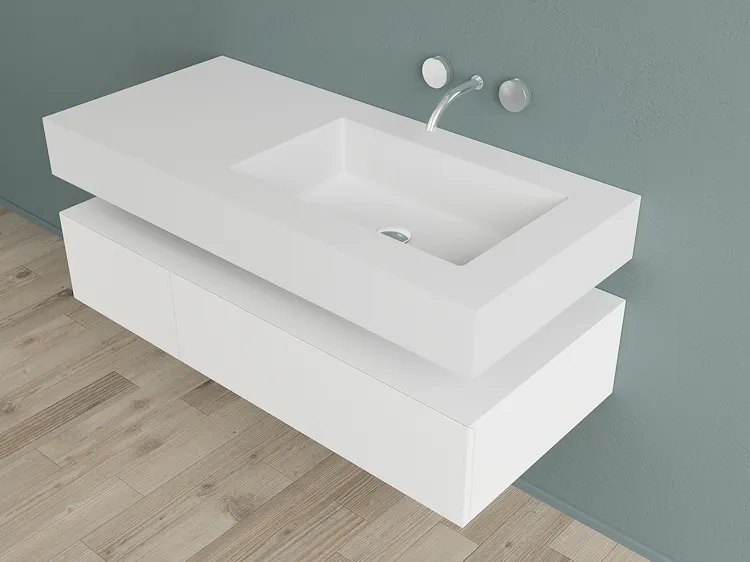 Block2 composizione mobile bagno con lavabo e contenitore 120 cm prof. 54 cm senza foro rubinetto codice prod: B2.120.54.SFR product photo