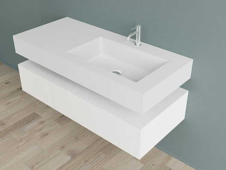 Block2 composizione mobile bagno con lavabo e contenitore 120 cm prof. 54 cm con foro rubinetto codice prod: B2.120.54.CFR product photo