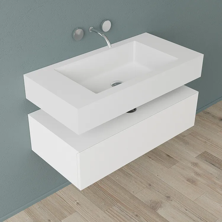 Block2 composizione mobile bagno con lavabo e contenitore 90 cm prof. 45 cm senza foro rubinetto codice prod: B2.90.45.SFR product photo