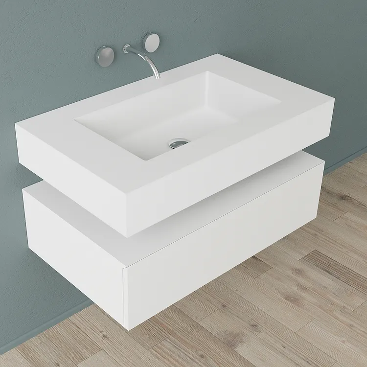 Block2 composizione mobile bagno con lavabo e contenitore 90 cm prof. 54 cm senza foro rubinetto codice prod: B2.90.54.SFR product photo